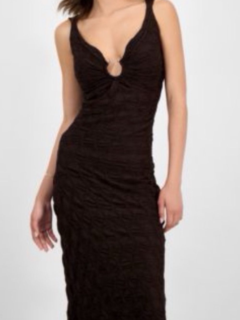 SIENA | Women's Textured Knit Plunge-Neck Scoop Brown